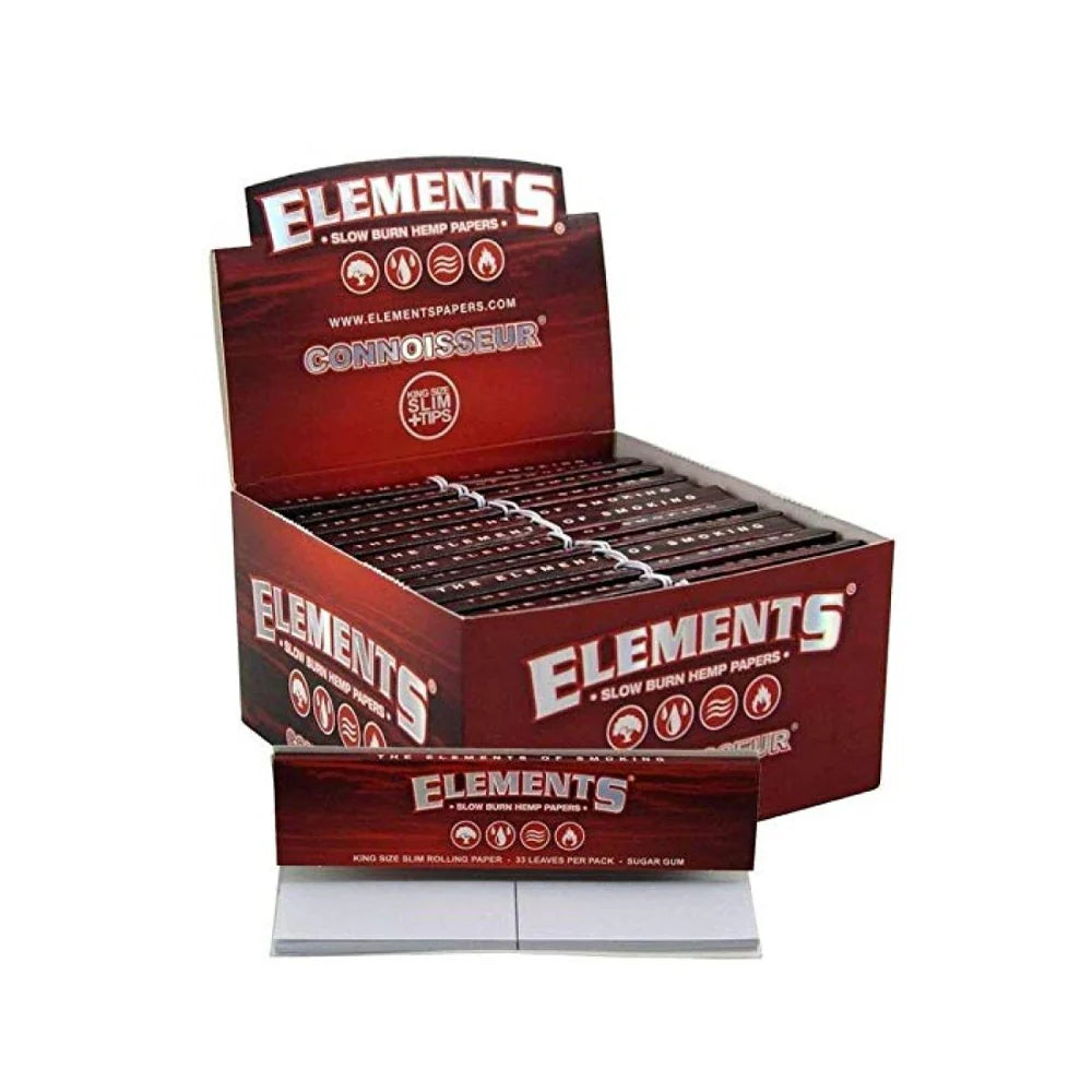 Elements Red Connoisseur King Size Rolling Papers & Tips (24 pack)