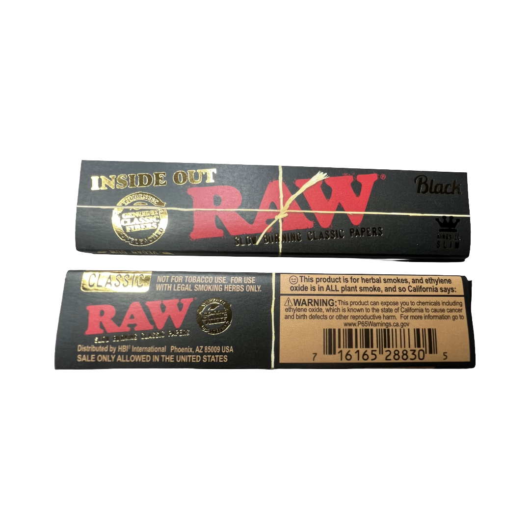 *NEW* RAW Inside Out Black Rolling Papers - King Size - 1x Booklet