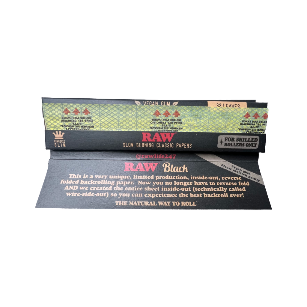*NEW* RAW Inside Out Black Rolling Papers - King Size - 1x Booklet