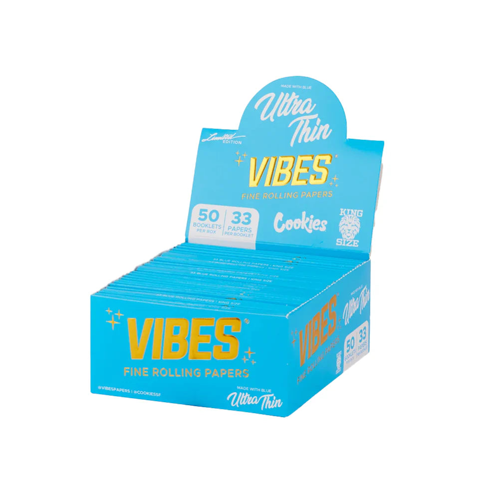 VIBES X Cookies King Size Slim Blue Rolling Papers - Box of 50 Booklets