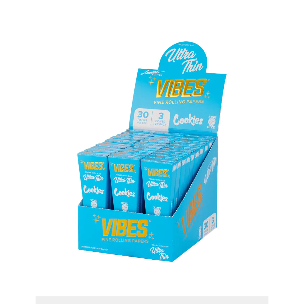 VIBES X Cookies King Size Blue Cones 3 Pack - Box of 30